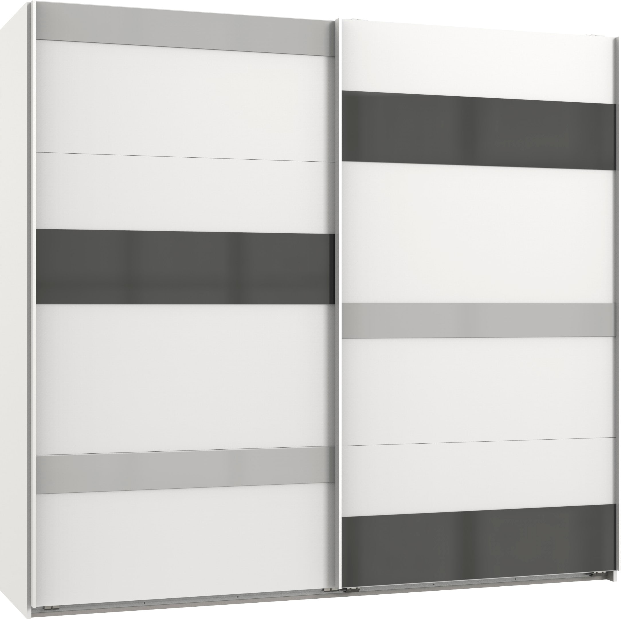 Schwebetürenschrank WIMEX "Monaco", weiß (weiß, absetzung glas grau und glas light grau), B:270cm H:208cm T:65cm, Spanplatte, Schränke, mit Glaselementen Image
