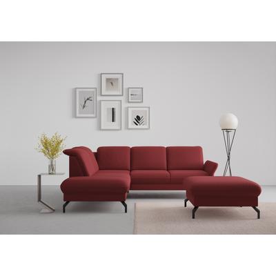 Ecksofa SIT & MORE "Fashion L-Form", rot (bordeaux), B:250cm H:84cm T:207cm, Sofas, wahlweise mit Kopfteilverstellung und Vorziehsitz, motorisch Image