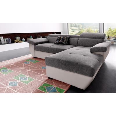 Ecksofa COTTA "Speedway L-Form", beige (sand, schoko), B:265cm H:79cm T:102cm, Edles Flachgewebe ( 100% Polyester ) / Feine Struktur ( 100% Polyester ), Kunstleder SOFTLUX / Luxus-Microfaser ( 100% Polyester ), Kunstleder SOFTLUX / Struktur ( 100%... Image
