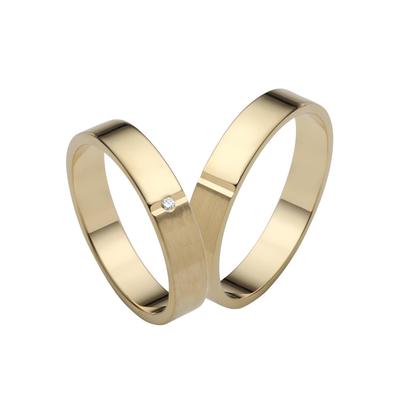 Trauring FIRETTI "Schmuck Geschenk Gold 750 Hochzeit Ehering "LIEBE" Gr. 52, gold (gelbgoldfarben), Fingerringe, 52, ohne Brillant, Gelbgold 585, 4mm, Made in Germany, wahlweise mit oder ohne Brillant Image