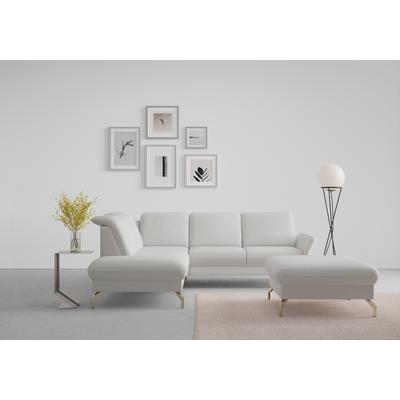 Ecksofa SIT & MORE "Fashion L-Form", grau (hellgrau), B:250cm H:84cm T:207cm, Sofas, wahlweise mit Kopfteilverstellung, Vorziehsitz, motorisch, Nickelfüße Image