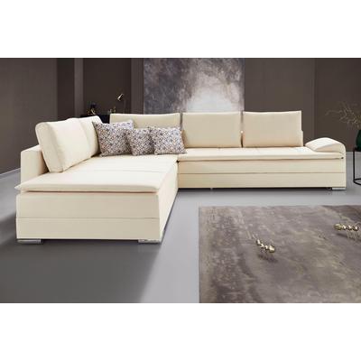 Ecksofa INOSIGN "Boxspringbett Night & Day L-Form mit Dauer-Schlaffunktion mit Armlehne", beige, B:324cm H:95cm T:218cm, Struktur ( 100% Polyester), Luxus-Microfaser (100% Polyester), Sofas, mit Boxspring-Bettfunktion 180x200 cm und Bettkasten,... Image