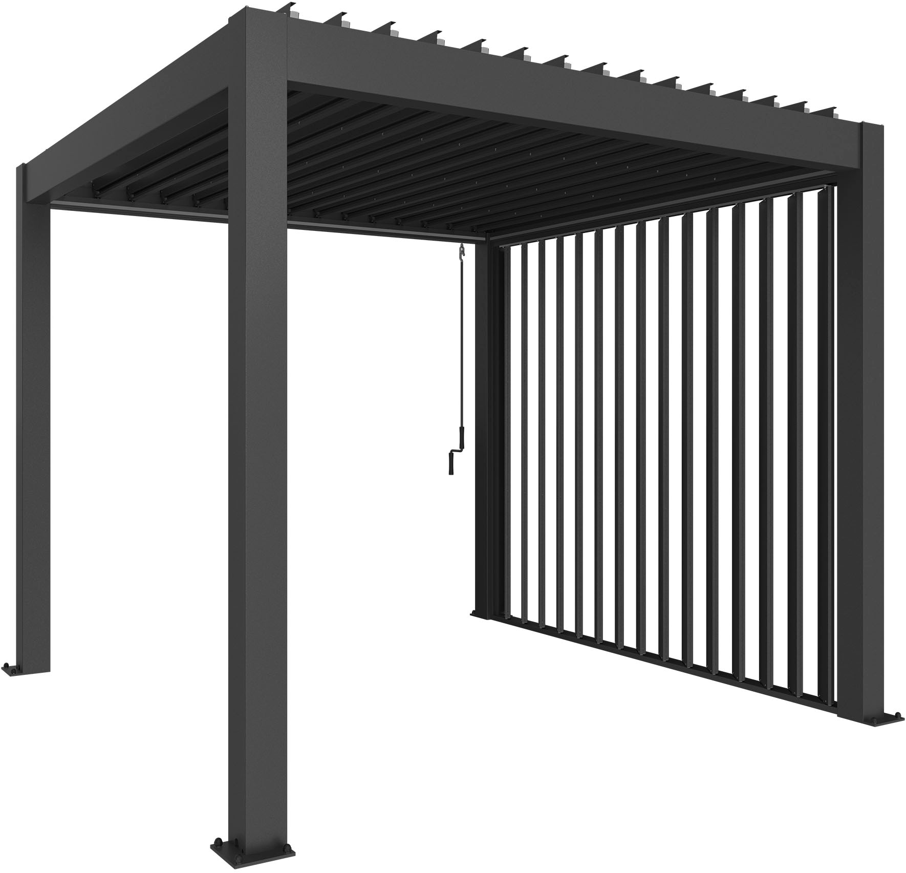 Pavillonseitenteil BIOHORT "Seitenwand für 4m-Seite von Biohort-Pergola", grau (dunkelgrau, metallic), B:364cm H:235cm, Stahl, Pavillonseitenteile, manuell verstellbare Lamellenwand in Sandwichbauweise