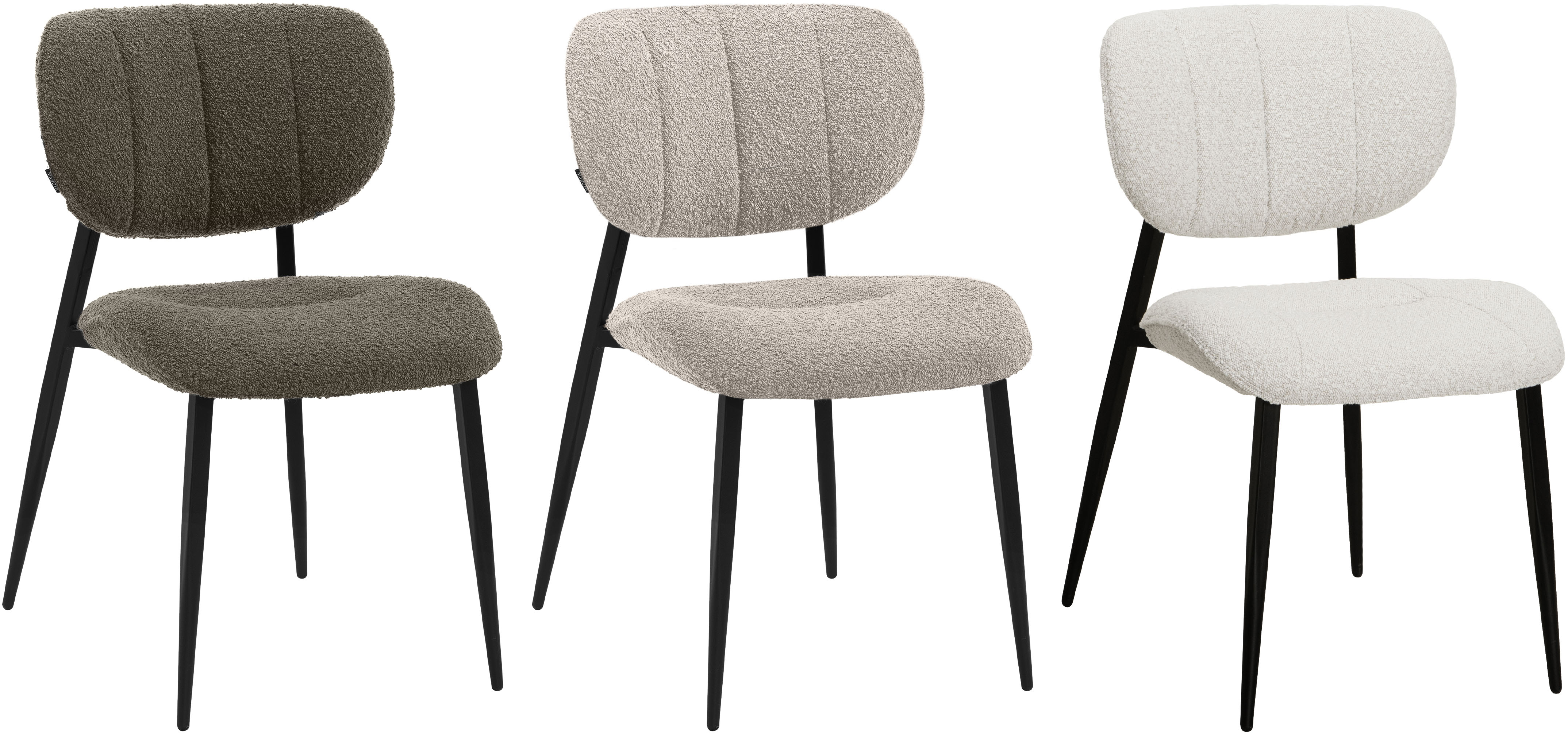 Esszimmerstuhl OMG DESIGN "Joe", braun (toffee, schwarz), B:53cm H:84cm T:62cm, Stühle, moderner Bouclé Bezug, bequem gepolstert, Küchenstuhl