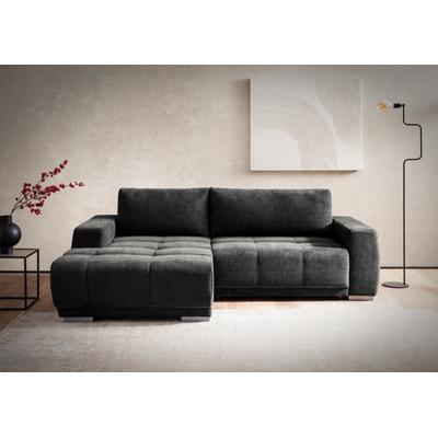 Ecksofa INOSIGN "Bolero L-Form", schwarz, B:241cm H:66cm T:165cm, 100% POLYESTER (PES), Sofas, wahlweise mit Bettfunktion & Bettkasten Image