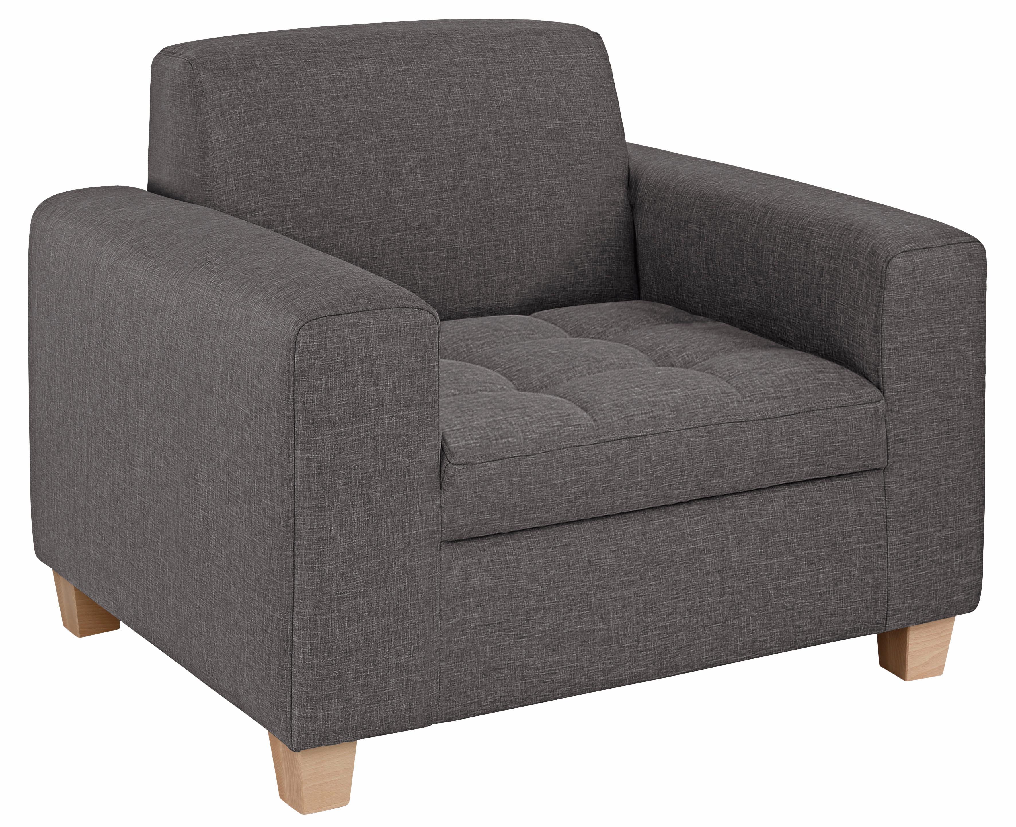 Sessel HOME AFFAIRE "Corby", grau (anthrazit), B:101cm H:80cm T:86cm, Struktur fein (100% Polyester);Chenille (100% Polyester);NaturLEDER (echtes Rindsleder) auf Sitzfläche, Kunstleder im Korpus;Melrose (100% Polyester), Sessel, Steppung auf Sitzfläche Image