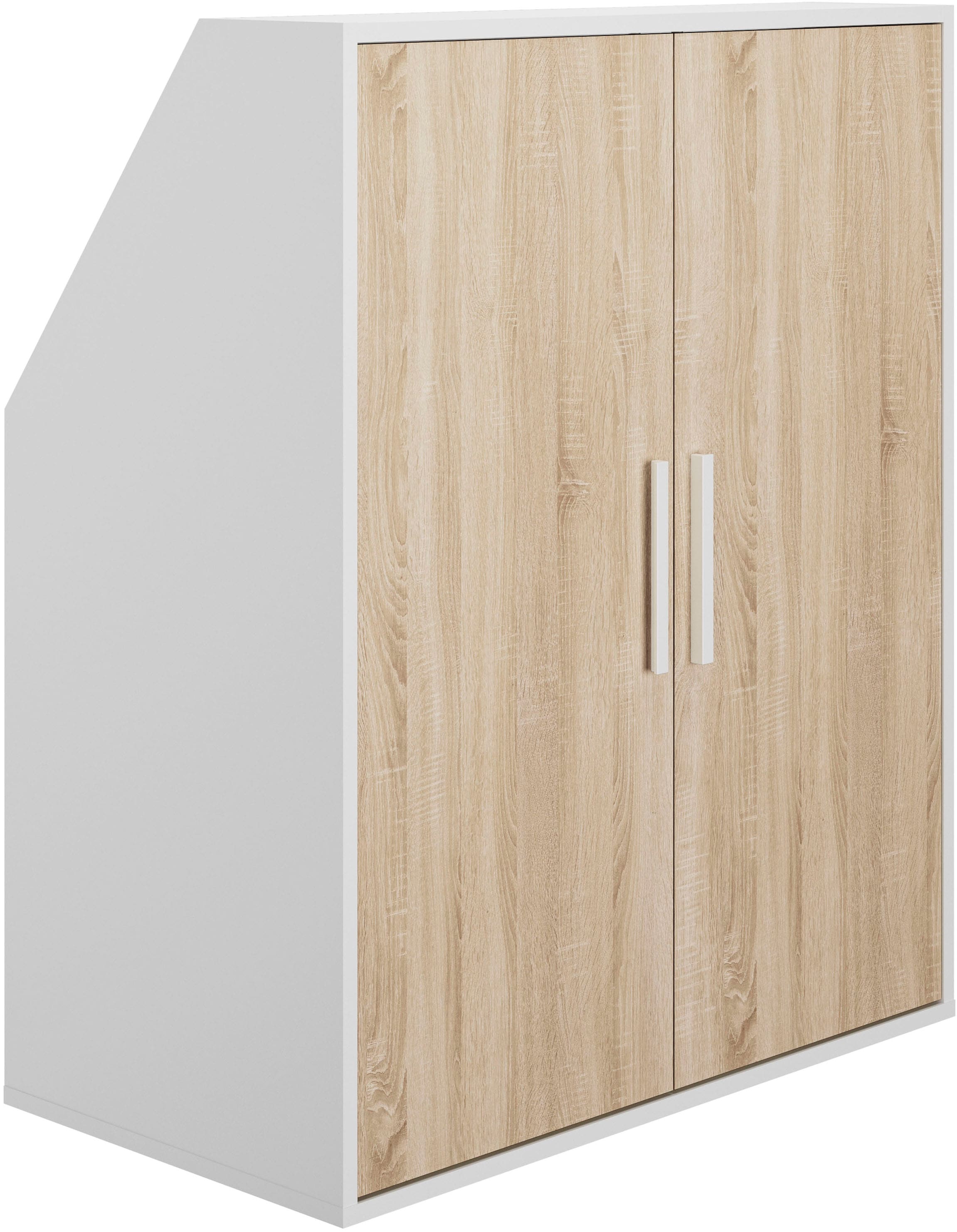 Kleiderschrank GAMI "UNDER", braun (weiß, sonoma eiche), B:91cm H:110cm T:50cm, Spanplatte, Schränke, Schrägschrank mit einer Tür Image