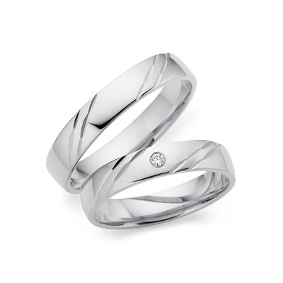 Trauring PHÖNIX "Schmuck Geschenk Silber 925 Ehering LIEBE, 930792, 930793" Gr. 54, silber (silberfarben), Fingerringe, 54, 0,02 ct SI = kleine Einschlüsse mit Brillant, Silber 925 (Sterlingsilber), 4mm, Made in Germany - wahlweise mit oder ohne... Image
