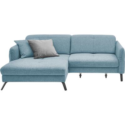 Ecksofa "SO 4400 V", blau (eisblau), B:259cm H:84cm T:167cm, 100% Polyester, SET ONE BY MUSTERRING, Sofas, wahlweise mit motorischer Bettfunktion & Kopfverstellung, Fuß schwarz Image