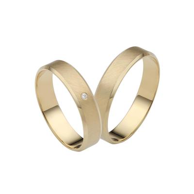 Trauring FIRETTI "Schmuck Geschenk Gold 750 Hochzeit Ehering "LIEBE" Gr. 66, gold (gelbgoldfarben), Fingerringe, 66, 0,008 ct SI = kleine Einschlüsse mit Brillant, Gelbgold 585, 4,5mm, Made in Germany, wahlweise mit oder ohne Brillant Image