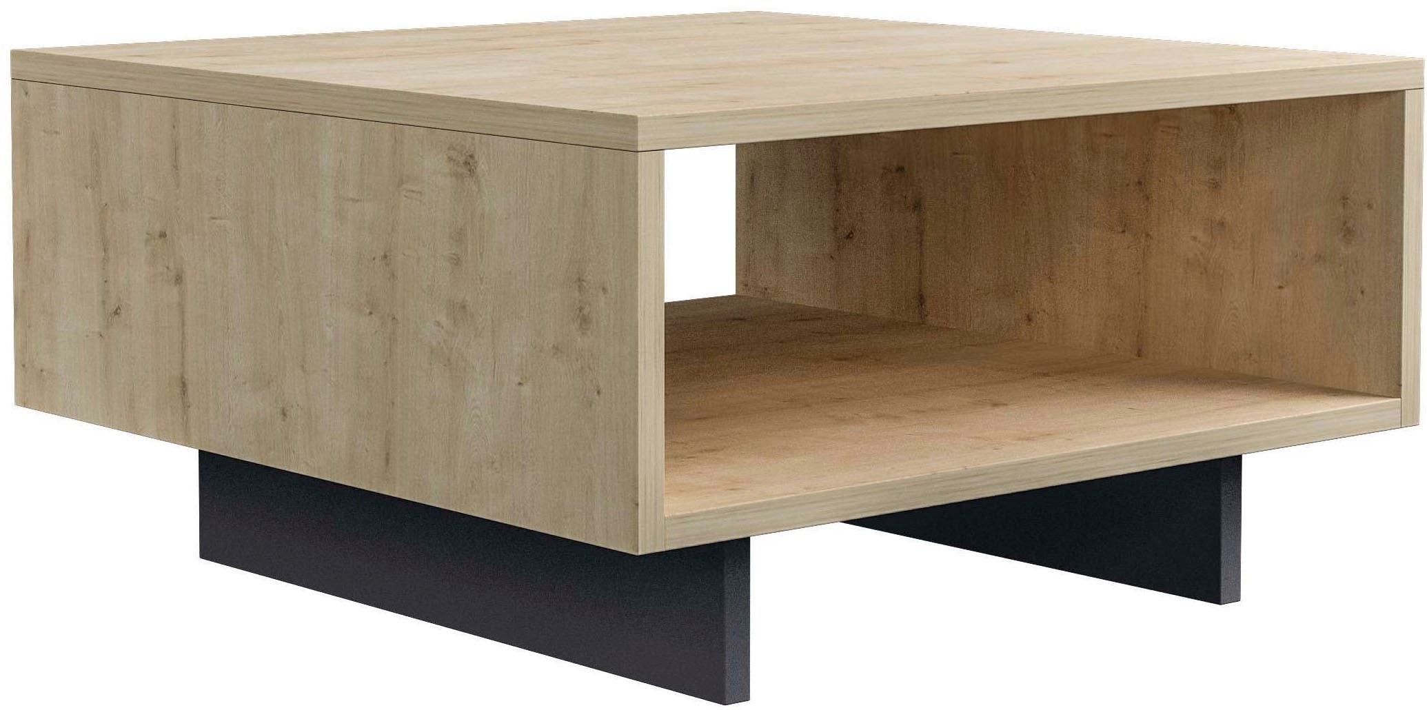 Couchtisch DECORTIE "HOLA COUCHTISCH", beige (anthrazit, eiche), B:60cm H:32cm T:60cm, Tische, Couchtisch Eckige Couchtische, Leichte Montage, Lagerung, Platzsparend