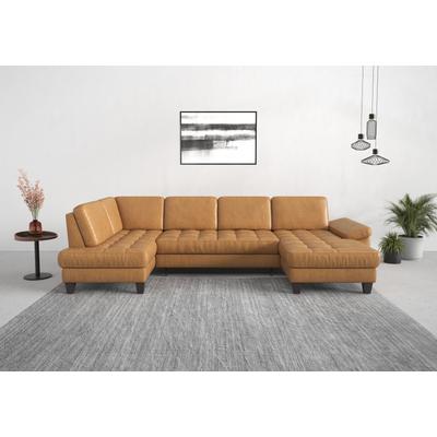 Wohnlandschaft SIT & MORE "Westham U-Form", braun (cognac), B:338cm H:88cm T:172cm, 100% Polyester, Sofas, wahlweise mit Bettfunktion, Bettkasten, Sitztiefenverstellung Image