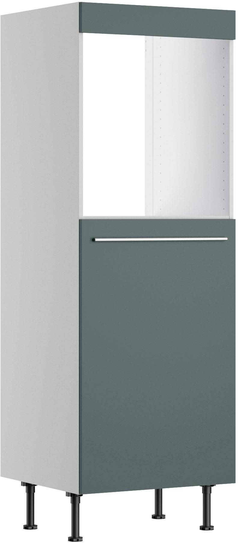 Backofen/Kühlumbauschrank KOCHSTATION "KS-Bern2", grün (steingrün, hellgrau), B:60cm H:176,6cm T:58,4cm, Spanplatte, Schränke, Breite 60 cm, Höhe 176,6 cm, 1 Tür für integrierten Kühlschrank Image