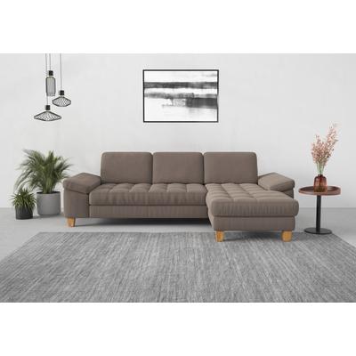 Ecksofa SIT & MORE "Westham L-Form", grau (taupe), B:275cm H:88cm T:172cm, 90% Polyester 10% Polyamid, Sofas, mit Recamiere, mit oder ohne Bettfunktion, Bettkasten, Füße Eiche Image