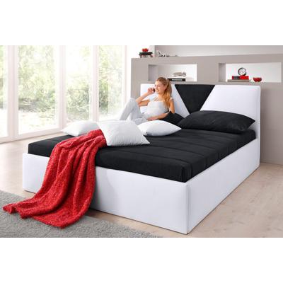 Polsterbett "Malibu", schwarz-weiß (weiß, schwarz), B:192cm L:212cm, Bezug Bett: Microfaser (100% Polyester), Bonnell-Federkernmatratze: 51% Polypropylen, 39% Polyester und 10% Baumwolle, Kaltschaummatratze: 100% Polyester, Bezug abnehm- und... Image