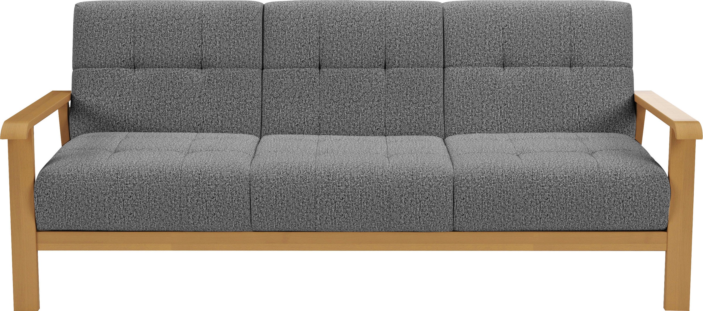 3-Sitzer SIT & MORE "Billund", grau (gray), B:199cm H:88cm T:106cm, 100% Polyester, Sofas, Armlehnen aus eichefarbigem Buchenholz, verschiedene Bezüge und Farben Image