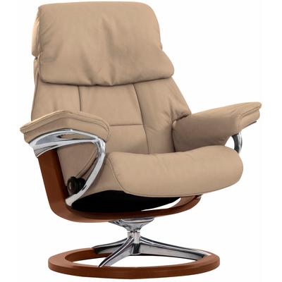 Relaxsessel STRESSLESS "Ruby", braun (latte batick), B:76cm H:100cm T:75cm, Leder PALOMA: durchgefärbtes Semianilin-Möbelleder, Leder BATICK: durchgefärbtes und genarbtes Möbelleder, Sessel, mit Signature Base, Größe S, Gestell Eiche, Wenge, Braun &... Image