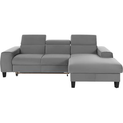 Ecksofa COTTA "Morven L-Form mit Kopfteilverstellung", grau (light grau), B:244cm H:72cm T:166cm, Microfaser PRIMABELLE (100% Polyester), Flachgewebe (100% Polyester), Samtvelours (100% Polyester), Sofas, Ecksofa Polstermöbel, wahlweise mit... Image