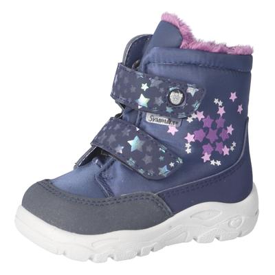 Winterstiefel PEPINO BY RICOSTA "Milena WMS: mittel", Kinder, Gr. 23, blau (navy, rosa), Textil, Lederimitat, Nylon, casual, Schuhe, Babyschuh mit Warmfutter und Sympatex, Größenschablone zum Download Image