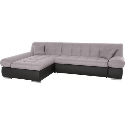 Ecksofa DOMO COLLECTION "Mona L-Form", schwarz (schwarz, grau), B:297cm H:80cm T:173cm, Struktur fein 100% Polyester, Chenilleoptik 100% Polyester, SOFTLUX/Struktur fein 100% Polyester, Sofas, wahlweise mit Bettfunktion Image