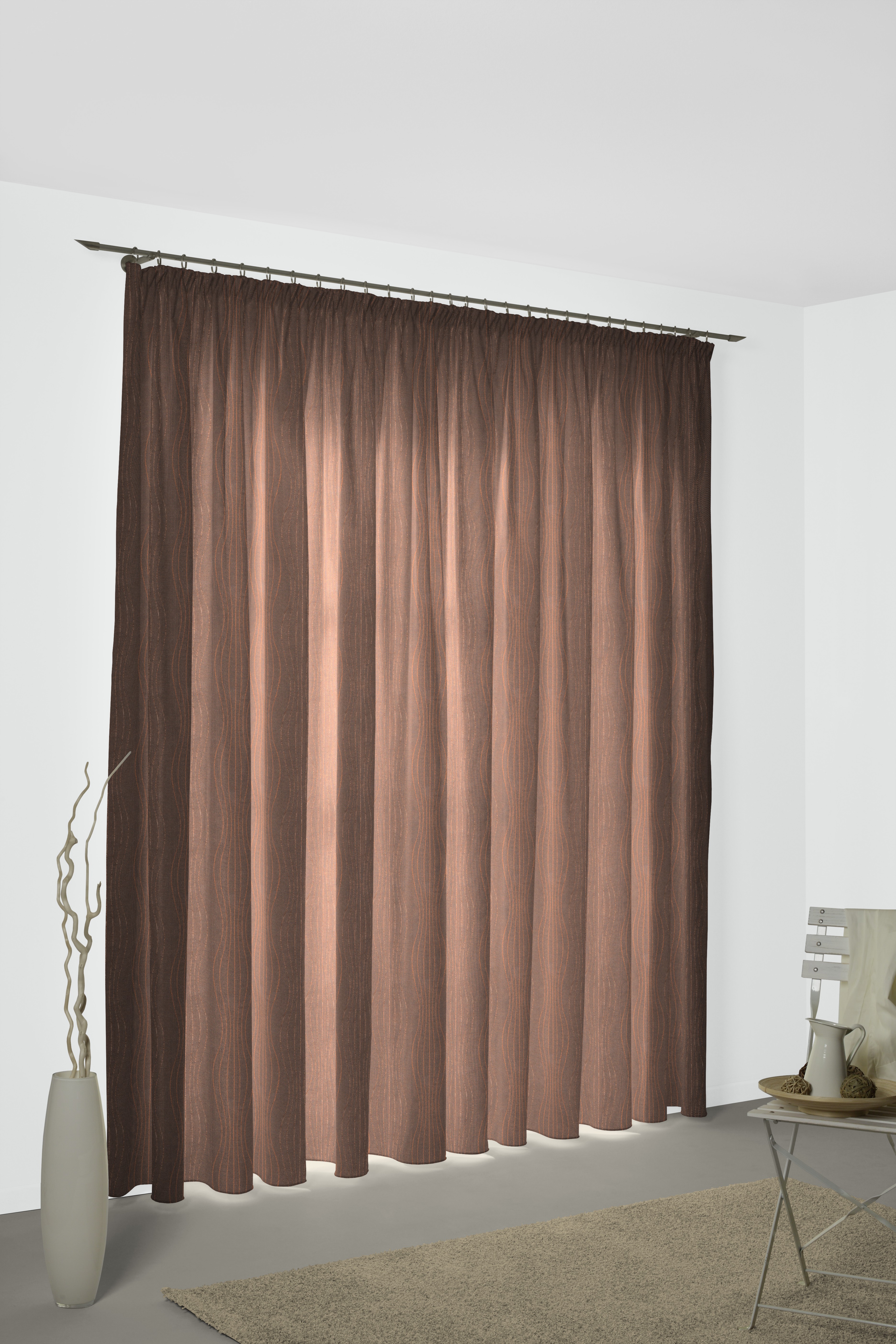 Vorhang WIRTH "RICCIA" Gr. 4, braun (braun, kupferfarben), B:132cm H:245cm, Jacquard, Obermaterial: 75% Polyester, 25% Baumwolle, Gardinen Image