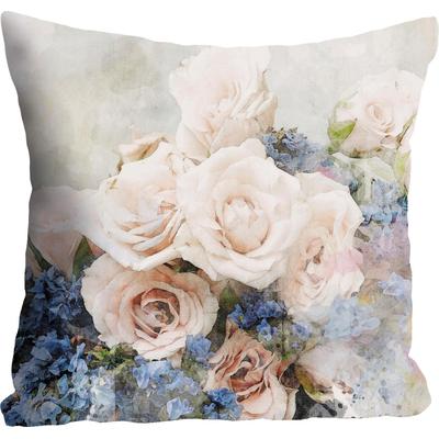 Dekokissen QUEENCE "Blüten", bunt (bunt, geblümt), B:40cm L:40cm, Polyester, Dekokissen_Sitzkissen_Kissenhüllen, Kissenhülle ohne Füllung, 1 Stück Image