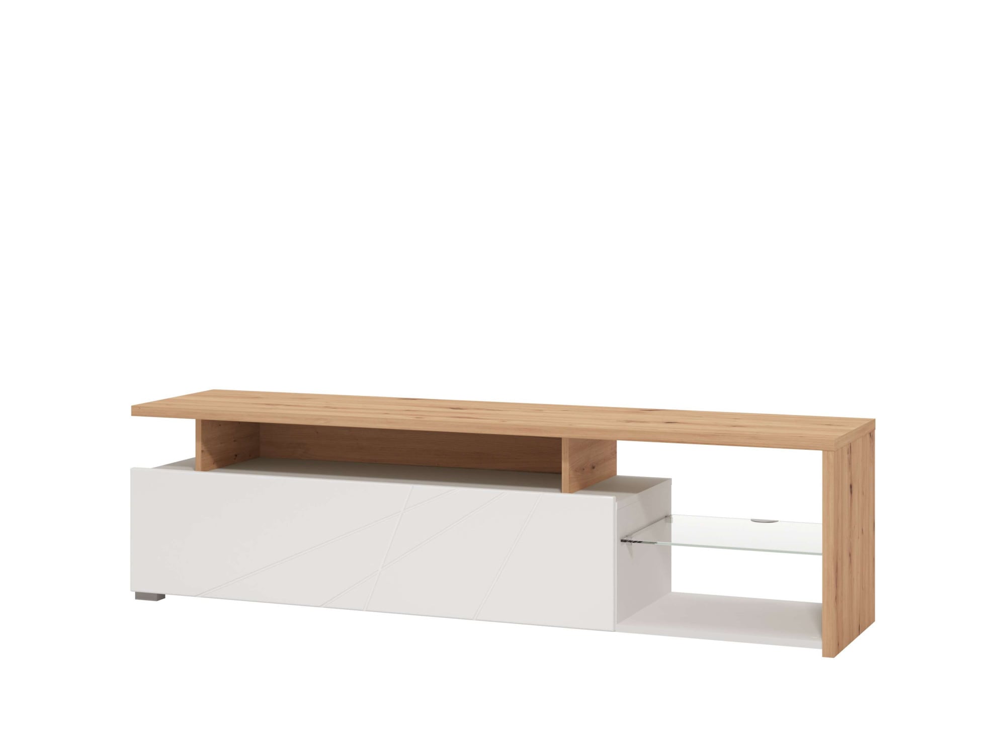 Lowboard INOSIGN "Arctic TV-Board", weiß (artisan eiche, weiß hochglanz), B:170cm H:46,5cm T:41,5cm, FSC-zertifizierter Holzwerkstoff, Sideboards, Lowboard, TV-Kommode,Br. 170 cm, mit und ohne LED-Beleuchtung,Front mit Fräsung