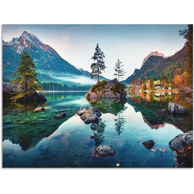 Wandbild ARTLAND "Herbstszene des Hintersee vor Alpen", blau (farbe bild(er): blau), B:80cm H:60cm, Bilder, als Alubild, Outdoorbild, Leinwandbild, Poster, Wandaufkleber Image