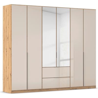 Drehtürenschrank RAUCH "Kleiderschrank Kleiderschränke Schrank Garderobe AGORDO mit Glasfront", beige (eiche artisan, glas champagner), B:271cm H:229cm T:54cm, Holzwerkstoff, Schränke, mit Außenschubkästen, in 7 Breiten und 2 Höhen MADE IN GERMANY Image