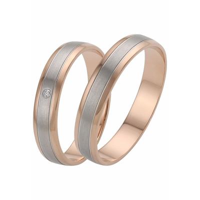 Trauring FIRETTI "Schmuck Geschenk Gold 375 Hochzeit Ehering "LIEBE" Gr. 17,5, rosa (roségoldfarben, weißgoldfarben), Fingerringe, 17,5, ohne Brillant, Roségold 375, 4mm, Rosu00e9gold 375, Made in Germany, wahlweise mit oder ohne Brillant Image