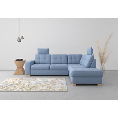 Ecksofa SIT & MORE "Quincy L-Form", blau, B:249cm H:82cm T:213cm, Sofas, wahlweise mit Bettfunktion und Bettkasten Image