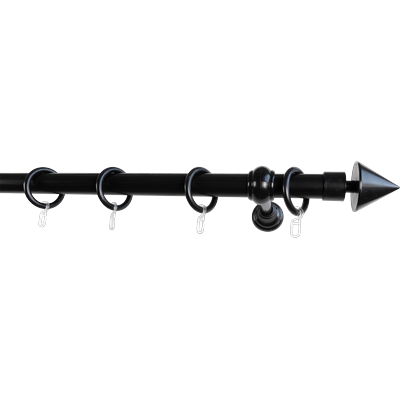 Gardinenstange GARESA "SEMARA", schwarz, L:450cm Ø:28mm, Kunststoff, Holzwerkstoff, Gardinenstangen, Vorhanggarnitur, Kunststoff, verlängerbar, mit Ringe/2 Lauf Gleiter Image