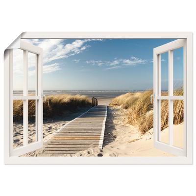 Wandbild ARTLAND "Fensterblick Nordseestrand auf Langeoog", weiß (farbe bild(er): weiß), B:70cm H:50cm, Papier, Bilder, als Leinwandbild, Poster, Wandaufkleber in verschied. Größen Image