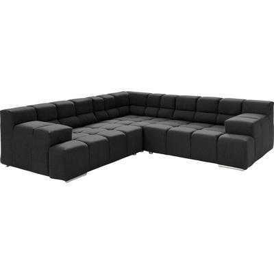 Ecksofa DESIGNWERK "Temple L-Form, tolles Designsofa", schwarz (charcoal), B:257cm T:257cm, 100% Polyester, Sofas, mit Sitztiefenverstellung Image