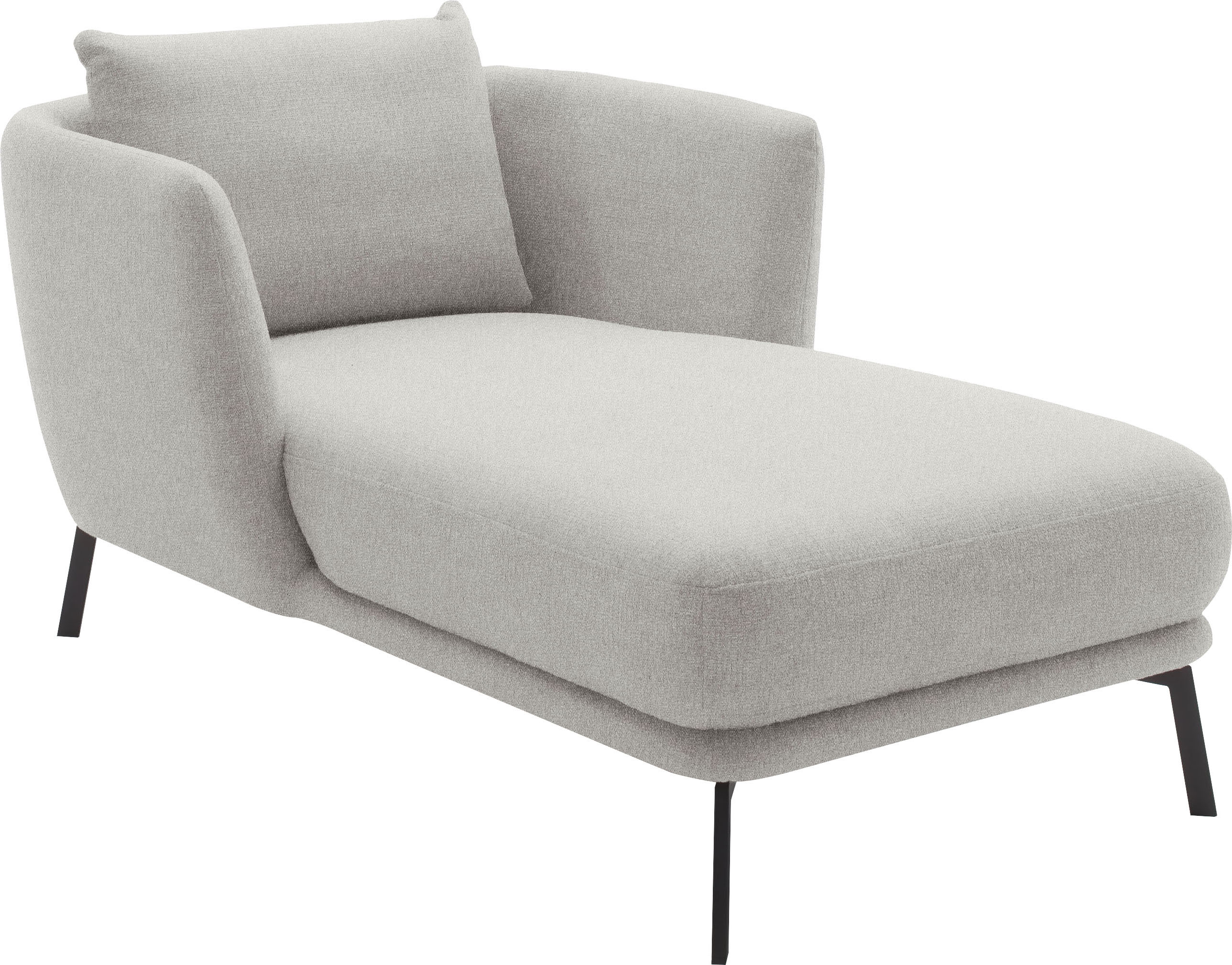 Chaiselongue "Pearl - 5 Jahre Hersteller-Garantie, auch in Bouclé", grau (platin), B:101cm H:71cm T:161cm, 16% Baumwolle, 79% Polyester, 5% Polyacryl, SCHÖNER WOHNEN-KOLLEKTION, Sofas, Chaiselongue, Maße (B/H/T): 101/71/161 cm, Füße aus Metall