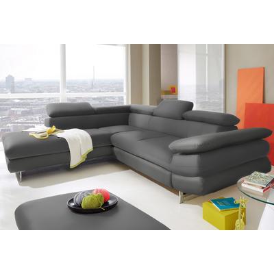 Ecksofa INOSIGN "Solution L-Form", grau, B:279cm H:73cm T:228cm, Sofas, mit Arm- & Kopfteilverstellung, wahlweise mit Bettfunktion Image