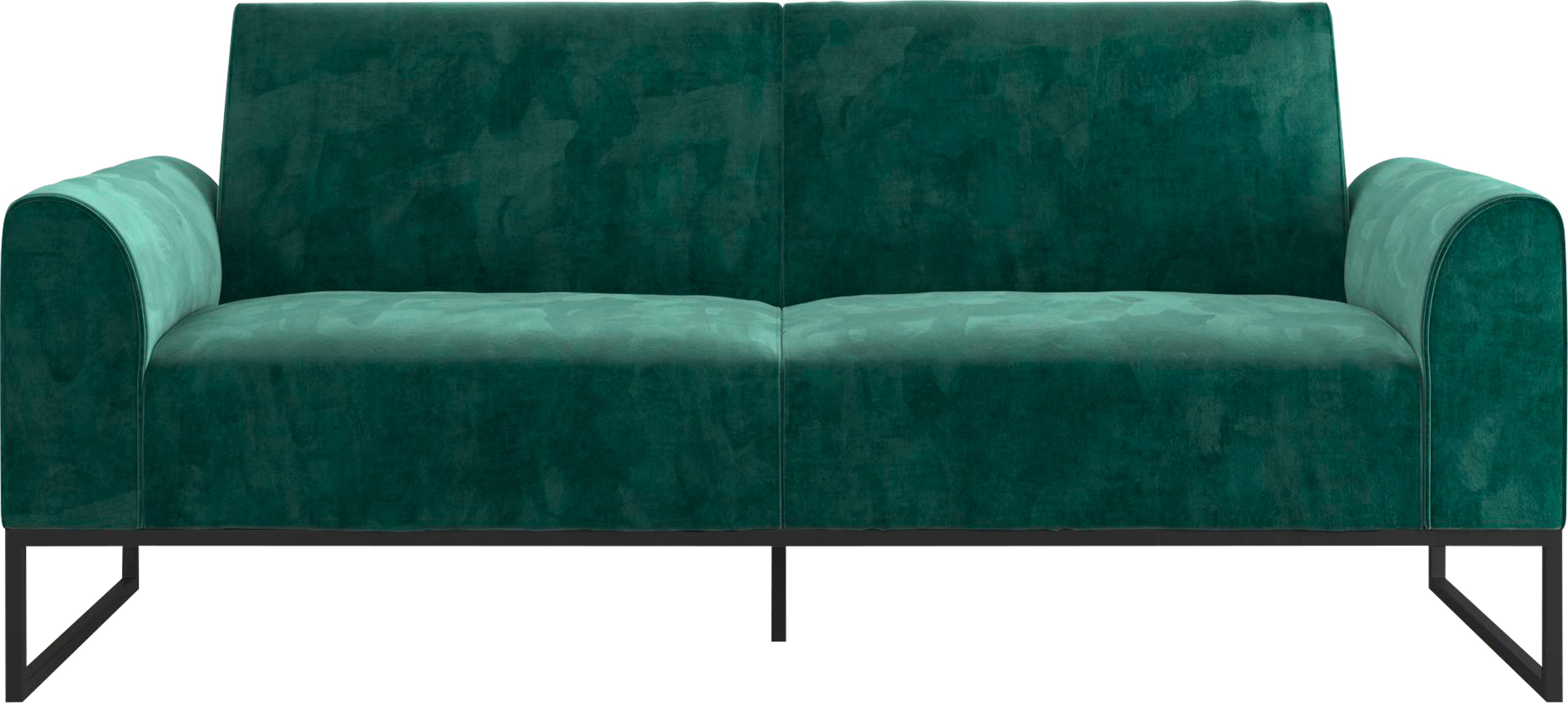 Schlafsofa "Adley", grün (petrol, schwarz), B:218cm H:84cm T:89cm, Veloursstoff 100% Polyester, COSMOLIVING BY COSMOPOLITAN, Sofas, Schlafsofa, Veloursstoff, Schlaffunktion, Rückenlehne 2-teilig, Sitzhöhe 47,5 cm