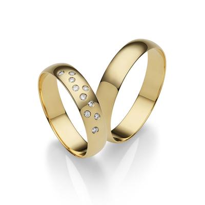 Trauring FIRETTI "Schmuck Geschenk Gold 375 Hochzeit Ehering "LIEBE" Gr. 69, gold (gelbgoldfarben), Fingerringe, 69, ohne Brillanten, Gelbgold 375, 4,5mm, Made in Germany, wahlweise mit oder ohne Brillanten Image