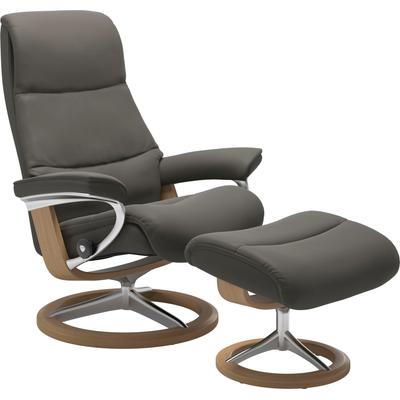 Relaxsessel STRESSLESS "View", grau (metal grau paloma), B:82cm H:109cm T:81cm, Leder BATICK: BATICK ist ein leicht korrigiertes, durchgefärbtes und genarbtes Möbelleder, bei dem die meisten Unebenheiten und Spuren in der Regel entfernt wurden.,... Image