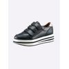 Sneaker HEINE, Damen, Gr. 36, blau (marine, weiß), Leder, Glattleder, Rindsleder, modisch, Schuhe