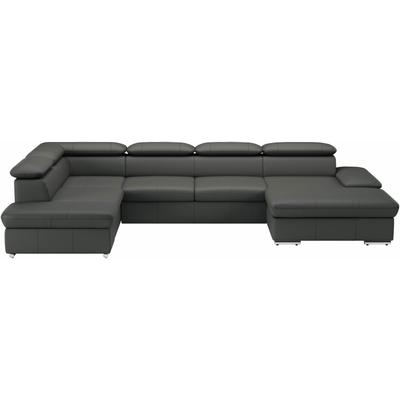 Wohnlandschaft SIT & MORE "Valantine U-Form", grau (anthrazit), B:349cm H:73cm T:226cm, Sofas, inkl. Kopf- und Armteilverstellung, wahlweise mit Bettfunktion Image