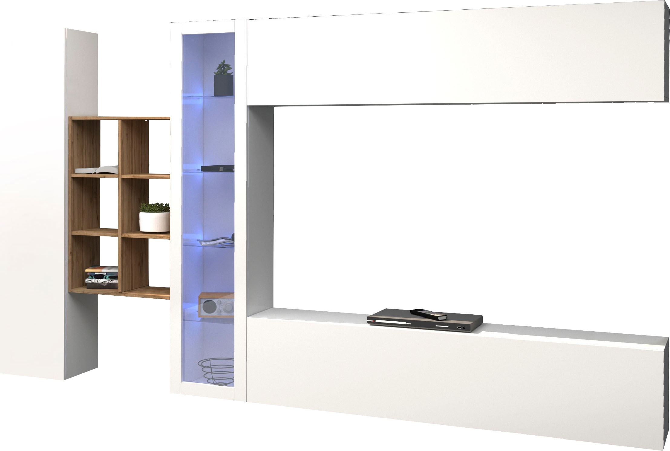 Wohnwand INOSIGN "Maruska", weiß (weiß hochglanz, weiß hochglanz), B:320cm H:180cm T:30cm, Spanplatte, Kastenmöbel-Sets