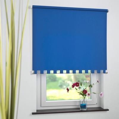 Seitenzugrollo LIEDECO Gr. 13, blau, B:182cm H:180cm, Polyester, Rollos, Volantrollo - eckiger Volant, Fixmaß Image
