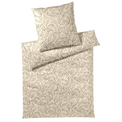 Bettwäsche ELEGANTE "Floral", beige, B/L: 135cm x 200cm, , Mako-Satin, B/L: 80cm x 80cm, Mako-Satin, Obermaterial: 100% Baumwolle, Bettwäsche, angenehmes Hautgefühl Image