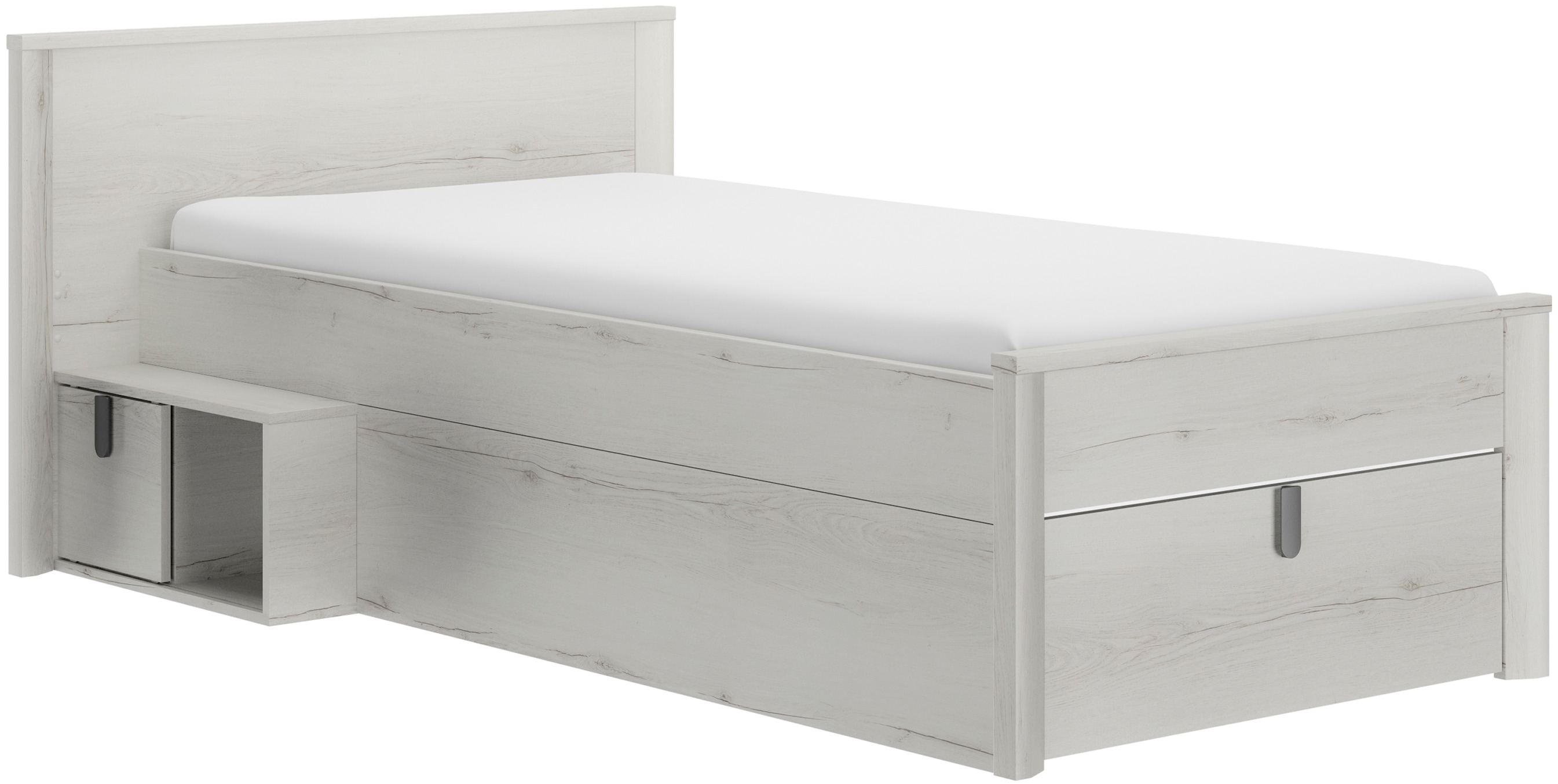 Stauraumbett GAMI, braun (eiche helvezia gebleicht, eiche helvezia gebleicht, eiche helvezia gebleicht), B:123cm H:80cm L:207cm, Betten