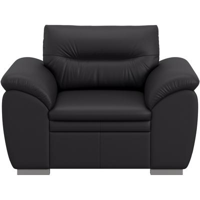 Sessel COTTA "Leandra", schwarz, B:125cm H:88cm T:90cm, Luxus-Microfaser (100% Polyester), NaturLEDER: Bitte beachten Sie, dass Lederbezüge mehr Nähte aufweisen als Stoffbezüge., Kunstleder Softlux, NaturLEDER (echtes Rindsleder) in Sitz und Rücken.... Image