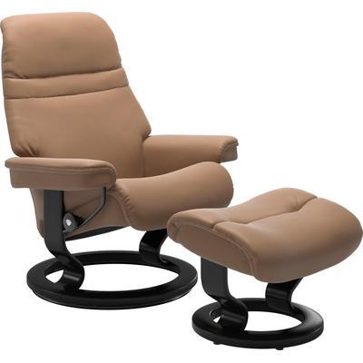 Relaxsessel STRESSLESS "Sunrise", braun (almond paloma), B:88cm H:103cm T:78cm, Leder BATICK: BATICK ist ein leicht korrigiertes, durchgefärbtes und genarbtes Möbelleder, bei dem die meisten Unebenheiten und Spuren in der Regel entfernt wurden.,... Image