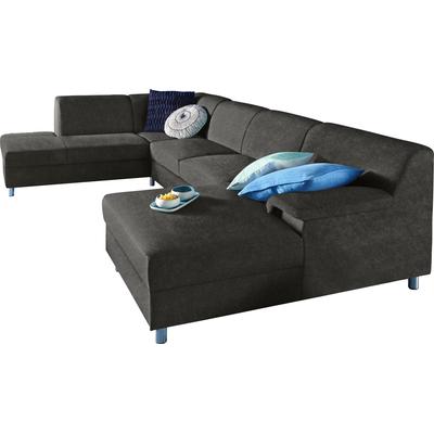 Wohnlandschaft INOSIGN "Jamie, zeitloses Design, fester Sitzkomfort, viel Platz, U-Form", schwarz, B:308cm H:72cm T:80cm, Sofas, wahlweise mit Bettfunktion Image