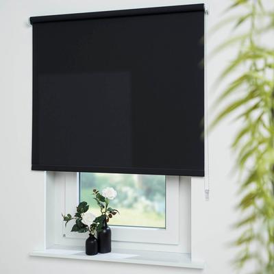 Seitenzugrollo LIEDECO "Uni" Gr. 6, schwarz, B:122cm H:180cm, Polyester, Rollos, Montage ohne Bohren zum Klemmen mit separatem Klemmträger möglich Image