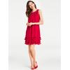 Cocktailkleid HEINE "Cocktailkleid", Damen, Gr. 36, Normalgrößen, rot, 100% Polyester, unifarben, kurz, Rundhals, ohne Ärmel, Kleider Partykleid